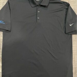Nike Men's Polo Shirt - Black with Blue Logo
